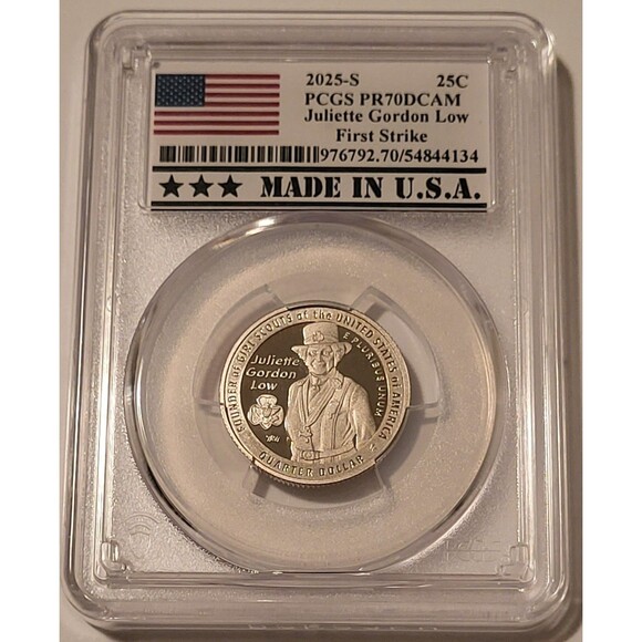 2025 S Clad Juliette Gordon Low Quarter PR70 DCAM PCGS FS Made in USA Label - Picture 1 of 2
